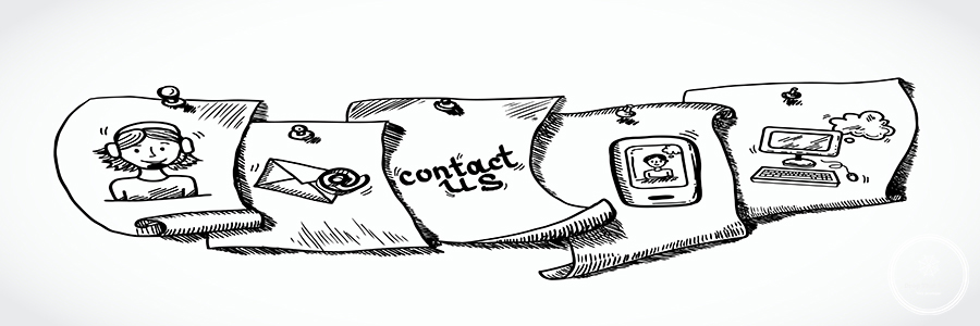 Contact us icons paper tags sketch Contact us phone customer service user support paper icons tags sketch set vector illustration