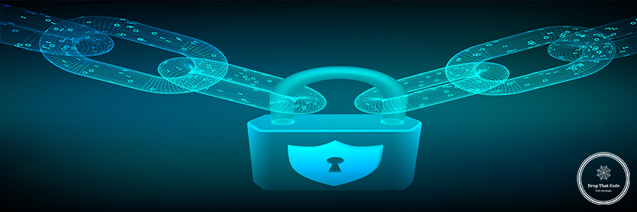 Block chain. Lock. Cyber security, safe, privacy or other concept. 3D wireframe chain with digital code. Blockchain concept. Editable cryptocurrency template. Vector illustration. Block chain. Lock. Cyber security, safe, privacy or other concept. 3D wireframe chain with digital code. Blockchain concept. Editable cryptocurrency template. Vector illustration