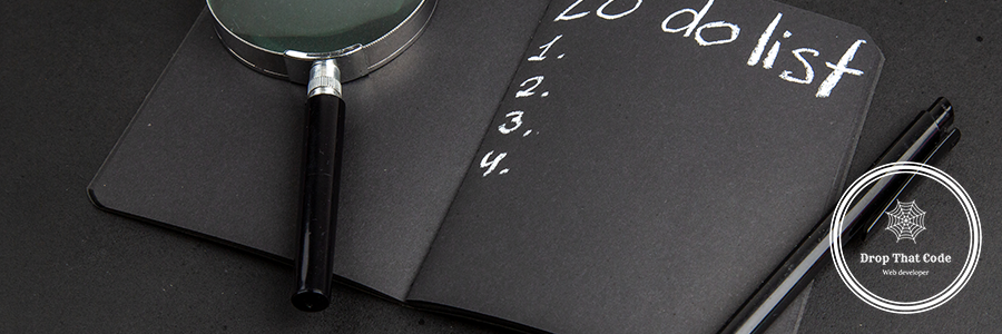 bottom-view-list-written-black-notepad-lupa-pen-black-table bottom-view-list-written-black-notepad-lupa-pen-black-table