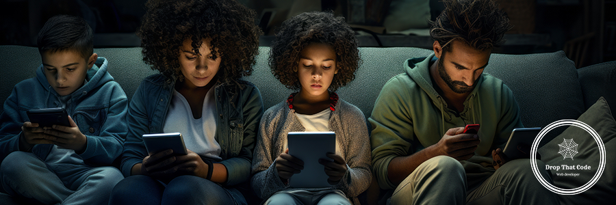 family-are-watching-their-gadgets-while-sitting-sofa-generative-ai family-are-watching-their-gadgets-while-sitting-sofa-generative-ai