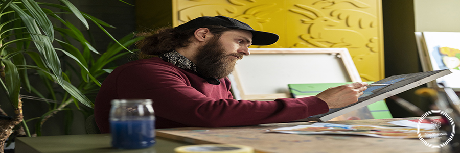 male-painter-studio-using-watercolor-his-art male-painter-studio-using-watercolor-his-art