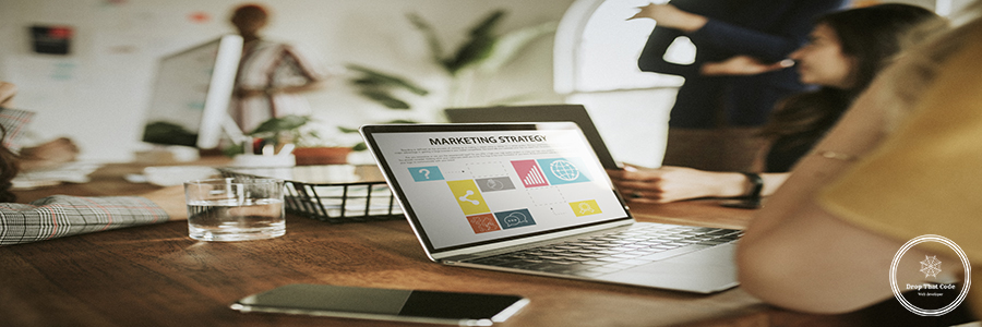 Marketing strategy on a laptop screen Marketing strategy on a laptop screen